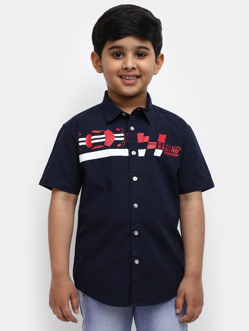 navy blue printed detailed casual shirt - 20797861 - Very Small Image - 1