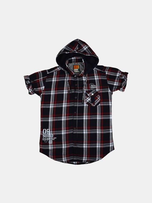 check print shirt with hood neck - 20797902 - Very Small Image - 1