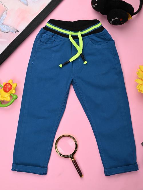 blue solids cotton casual chinos - 20799074 - Very Small Image - 1