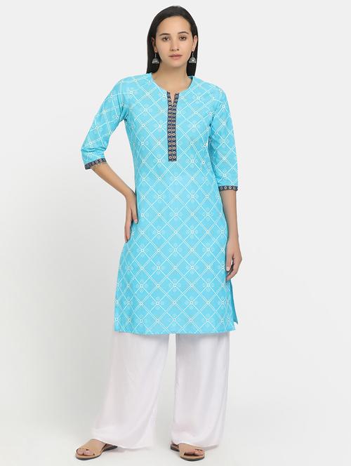 women three quarter sleeve straight kurta - 20802507 - Very Small Image - 1