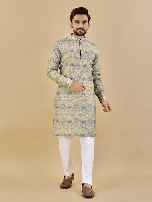 multi colored mandarin neck long kurta - 20806948 - Very Small Image - 1