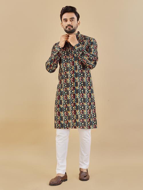 multi colored mandarin neck long kurta - 20806964 - Very Small Image - 1
