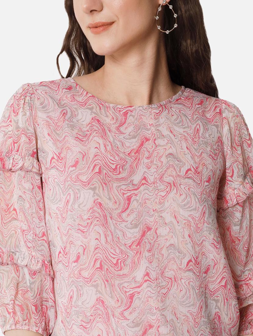 women pink printed regular top - 20807181 - Standard Image - 5