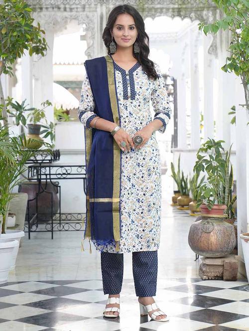 women floral print cotton suit set with dupatta - 20808298 - Very Small Image - 1