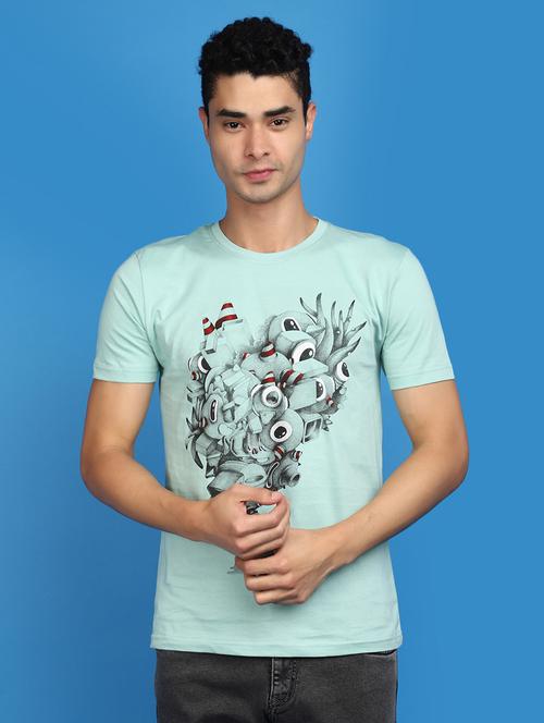 men round neck front print t-shirt - 20809789 - Very Small Image - 1