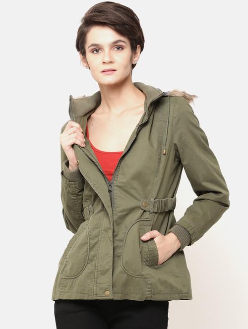 women solid hooded parka jacket - 20810448 - Very Small Image - 1
