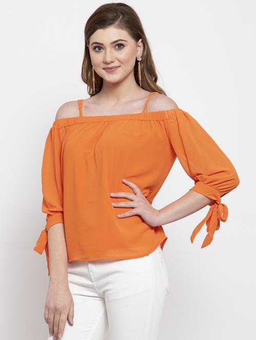 solid orange detailed regular top - 20810627 - Very Small Image - 1