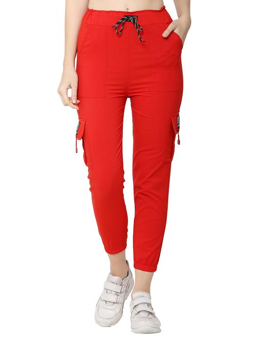 red polyester joggers - 20811068 - Very Small Image - 1
