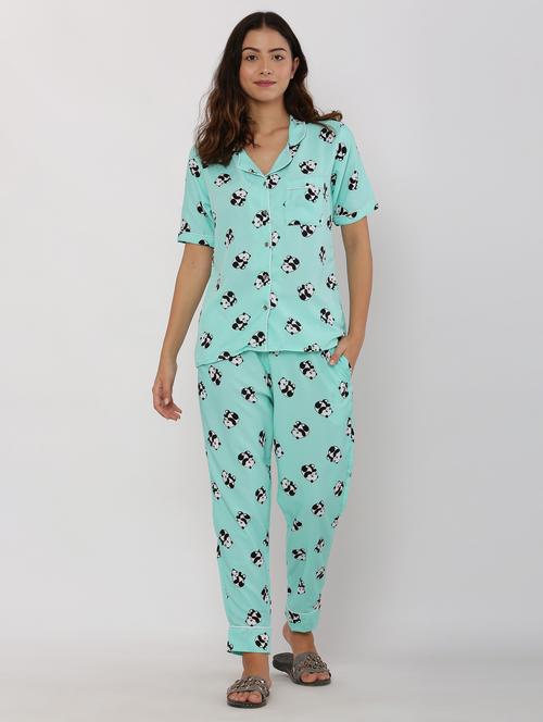 women quirky print pyjama nightwear set - 20811501 - Very Small Image - 1
