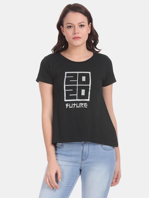 women black graphic printed regular t-shirt - 20812013 - Very Small Image - 1