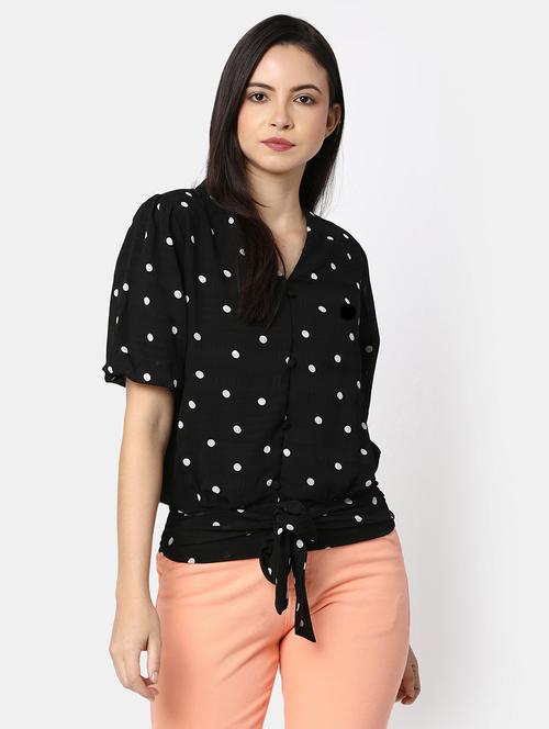 women black polka dot regular top - 20812243 - Very Small Image - 1