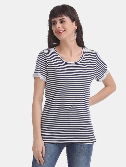 blue horizontal striped regular top - 20812272 - Very Small Image - 1
