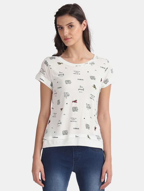 white printed detailed regular top - 20812886 - Very Small Image - 1