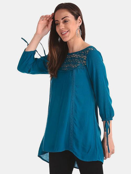 women teal self-designed regular top - 20813584 - Very Small Image - 1