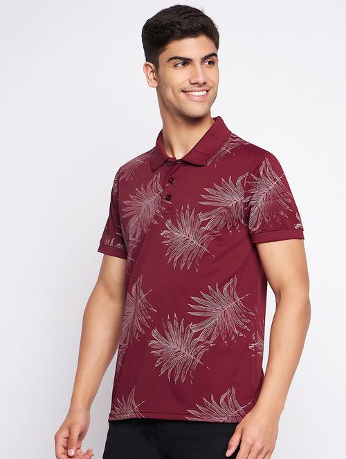maroon polyester all over print tshirt - 20814378 - Very Small Image - 1
