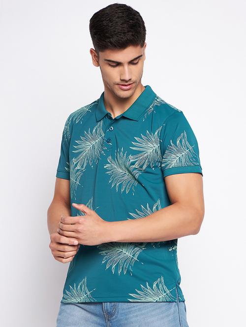 teal polyester all over print tshirt - 20814381 - Very Small Image - 1