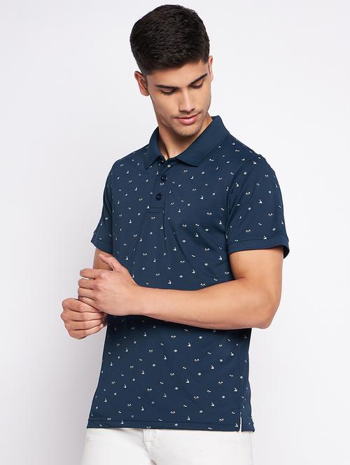 navy blue polyester all over print tshirt - 20814394 - Very Small Image - 1