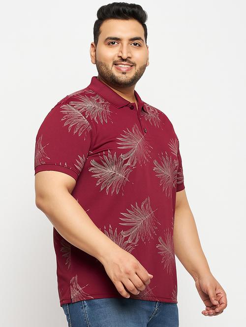 maroon polyester all over print tshirt - 20814512 - Very Small Image - 1