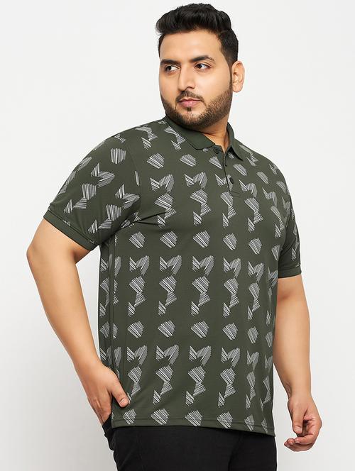 olive polyester all over print tshirt - 20814515 - Very Small Image - 1