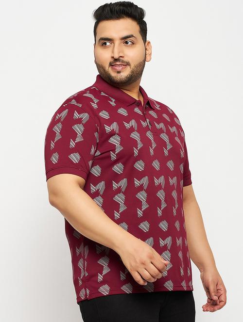 maroon polyester all over print tshirt - 20814516 - Very Small Image - 1