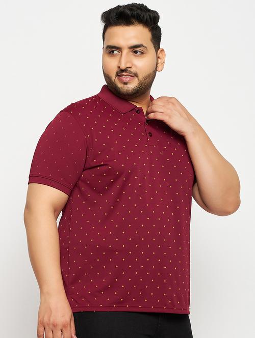 maroon polyester all over print tshirt - 20814532 - Very Small Image - 1