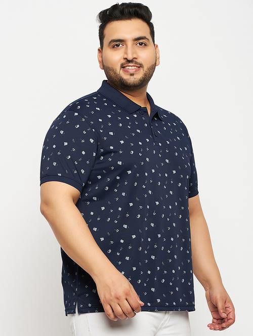 navy blue polyester all over print tshirt - 20814537 - Very Small Image - 1