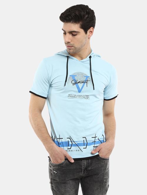 blue cotton chest print tshirt - 20814717 - Very Small Image - 1