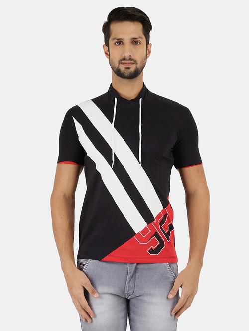 navy blue cotton color block t-shirt - 20814723 - Very Small Image - 1