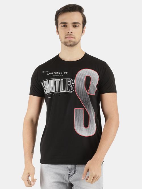 black cotton chest print tshirt - 20814794 - Very Small Image - 1