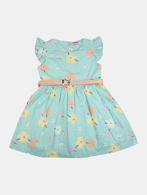 girls round neck floral printed frock - 20815292 - Very Small Image - 1