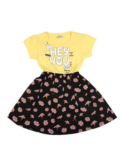 yellow floral printed frock - 20815306 - Very Small Image - 1