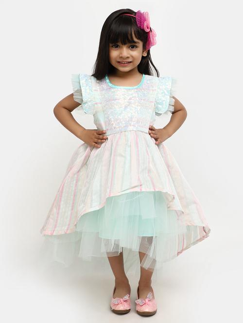 girls sea green sequined frock - 20815478 - Very Small Image - 1