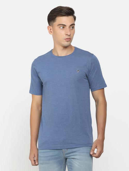 navy blue cotton chest print tshirt - 20816283 - Very Small Image - 1