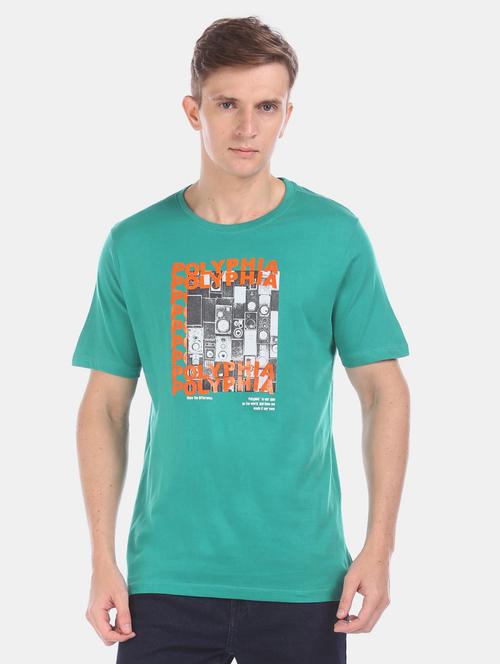 blue cotton chest print tshirt - 20816759 - Very Small Image - 1