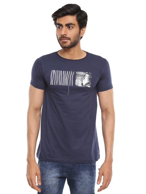 blue cotton chest print tshirt - 20817035 - Very Small Image - 1