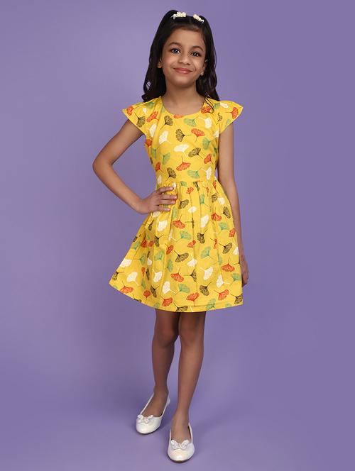 yellow printed detailed casual frock - 20817393 - Very Small Image - 1