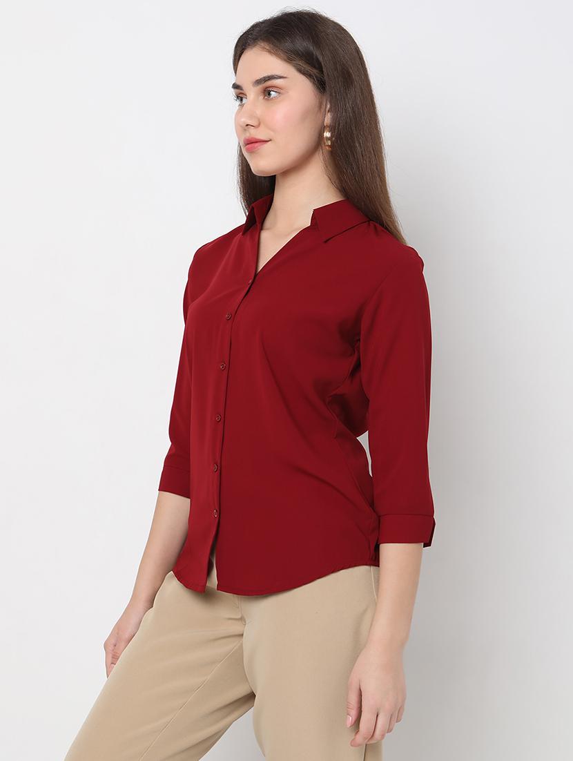 maroon cotton formal shirt - 20817650 - Standard Image - 2
