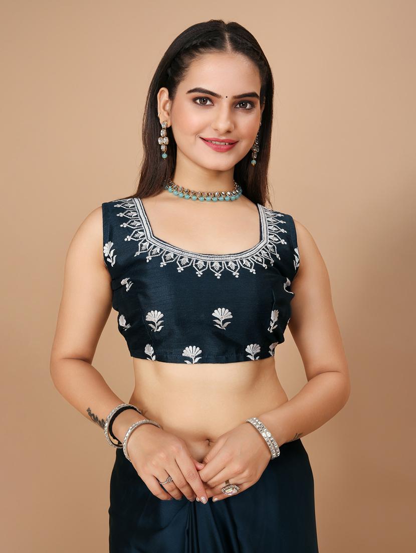 teal silk bordered saree with blouse - 20819353 - Standard Image - 3