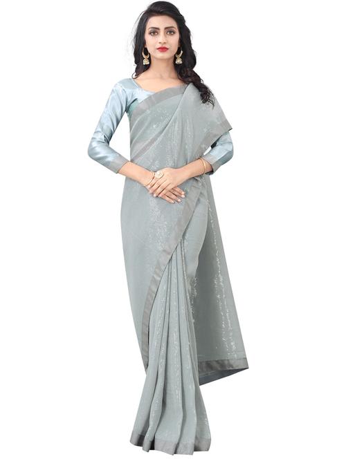 women grey sequin work saree with blouse - 20821524 - Very Small Image - 1