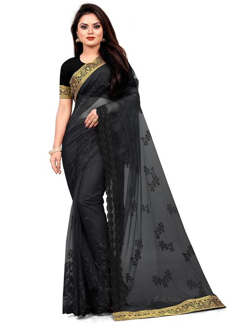 women black embroidered saree with blouse - 20822564 - Very Small Image - 1