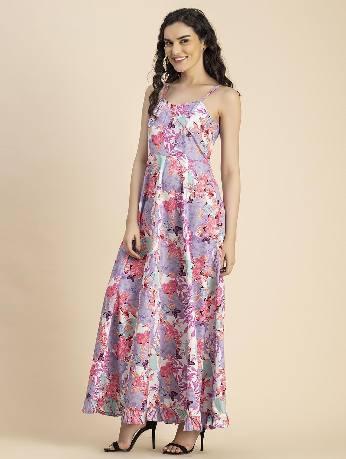 women white floral printed fit & flare dress - 20825749 - Standard Image - 2