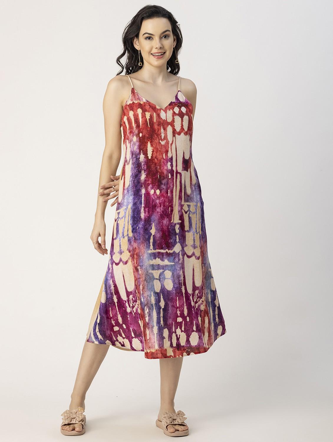 women beige tie & dye a-line dress - 20825804 - Zoom Image - 2