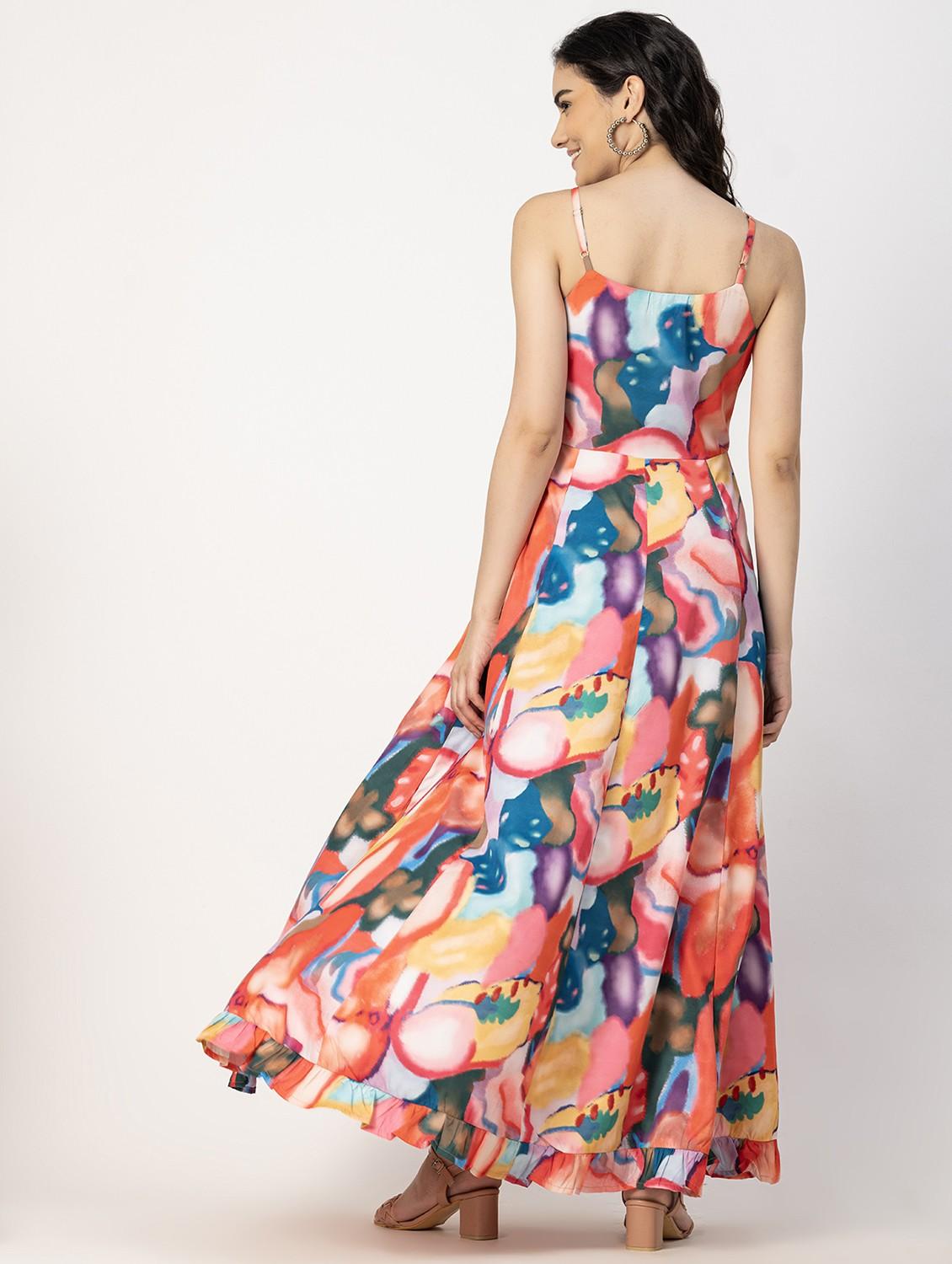 multi coloured printed detailed maxi dress - 20825810 - Zoom Image - 4
