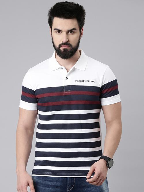 white & navy blue cotton striped t-shirt - 20827450 - Very Small Image - 1
