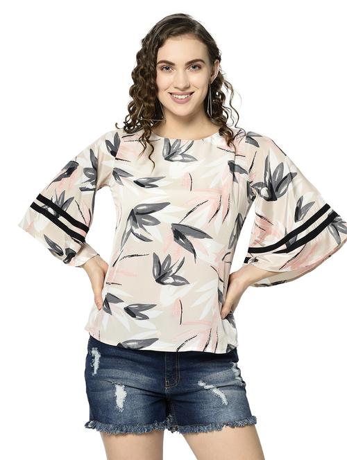 white floral printed detailed top - 20829407 - Very Small Image - 1