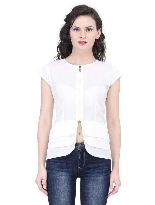 white solid layered top - 20829424 - Very Small Image - 1