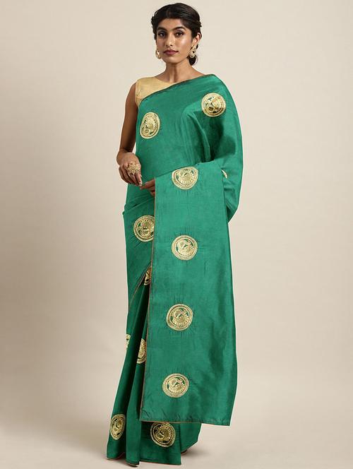 green art silk embroidered saree with blouse - 20830995 - Very Small Image - 1