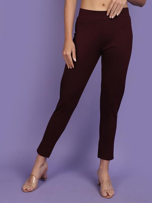 maroon solid jegging - 20831395 - Very Small Image - 1