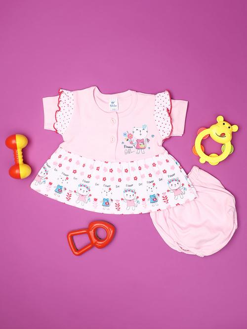 pink printed detailed frock - 20831480 - Very Small Image - 1