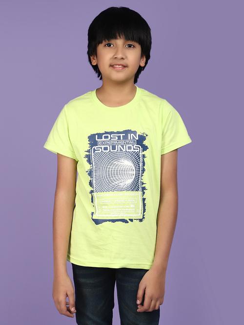neon green cotton front print t-shirt - 20831484 - Very Small Image - 1